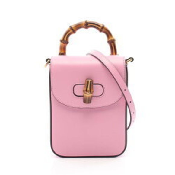 Gucci Handbags - Gucci Bamboo Handbag Leather Pink